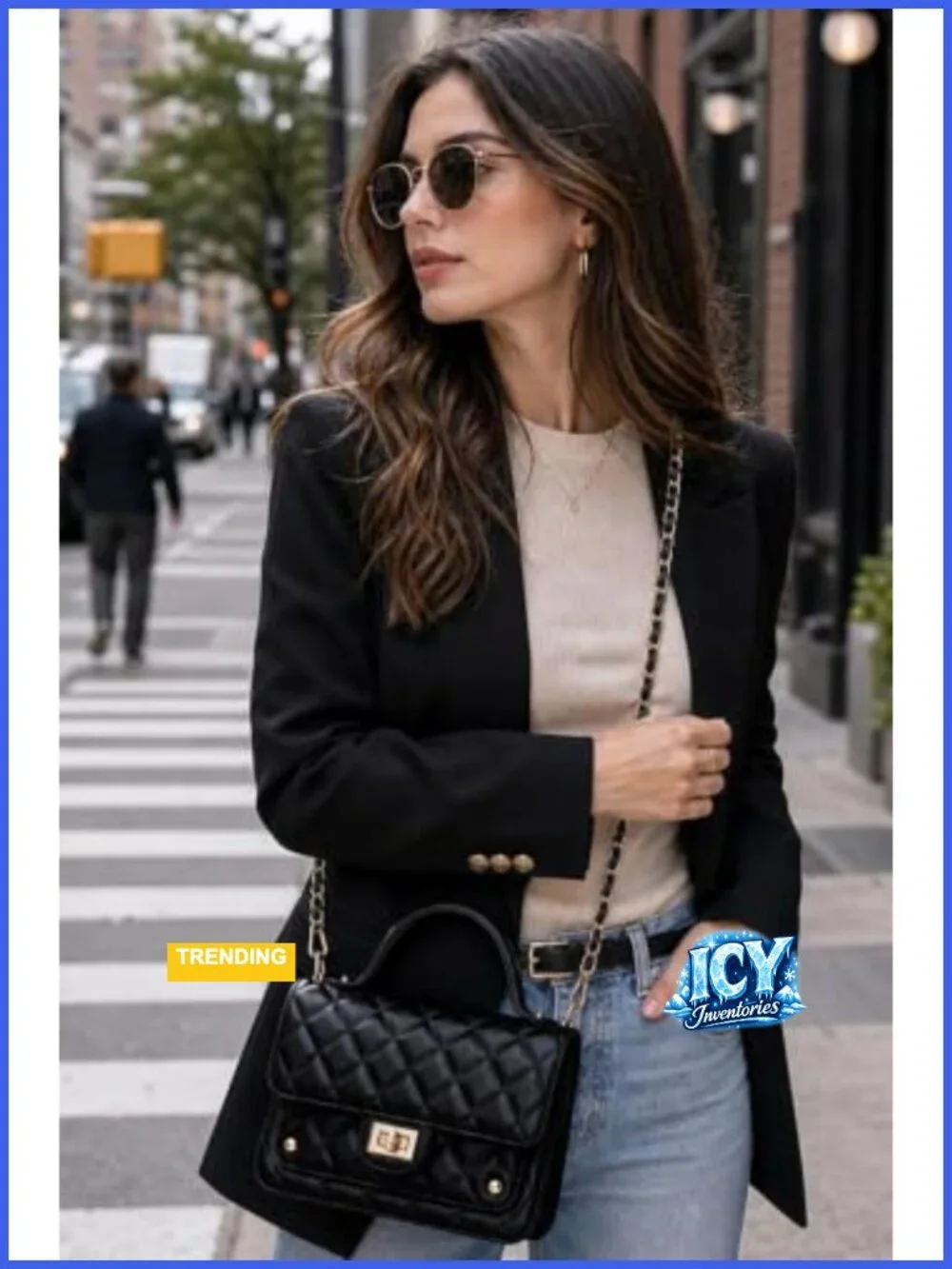 Quilted Vegan Leather Mini Crossbody Bag with Chain Strap, Twist Lock Purse